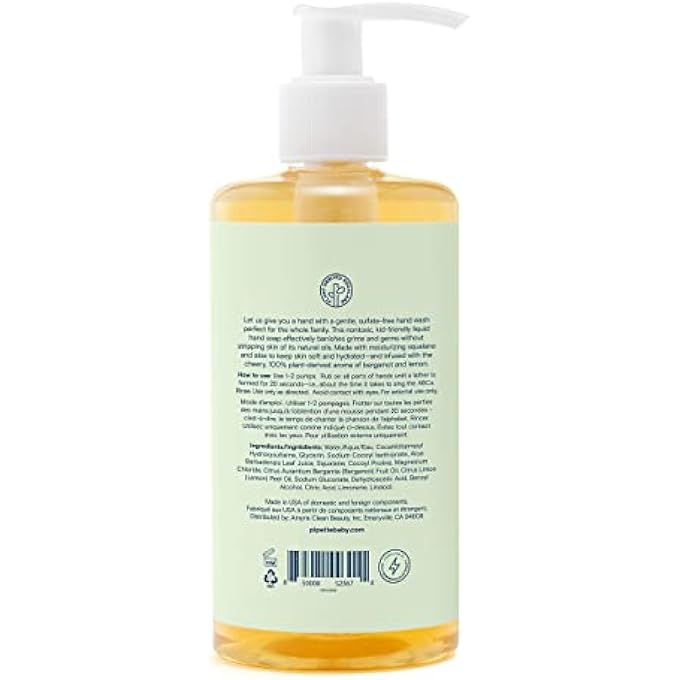 pipette HAND SOAP | MOISTURIZING HAND WASH FOR DRY & SENSITIVE SKIN | HYDRATING SQUALANE | 100% PLANT-DERIVED BERGAMOT AND LEMON FRAGRANCE | 9.4 FL OZ PUMP - Image 2